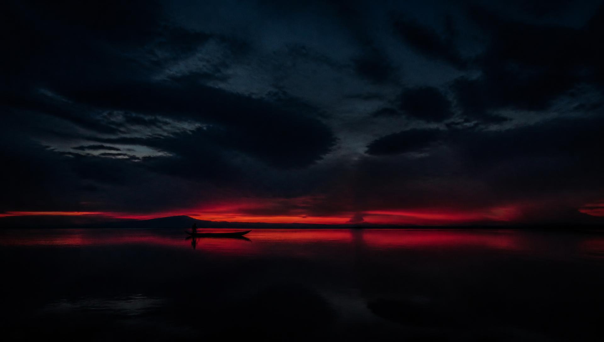 The Brahmaputra river at blue hour